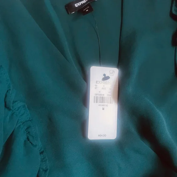 Express Teal Ruffle Wrap Peplum Blouse NWT - Picture 7 of 7